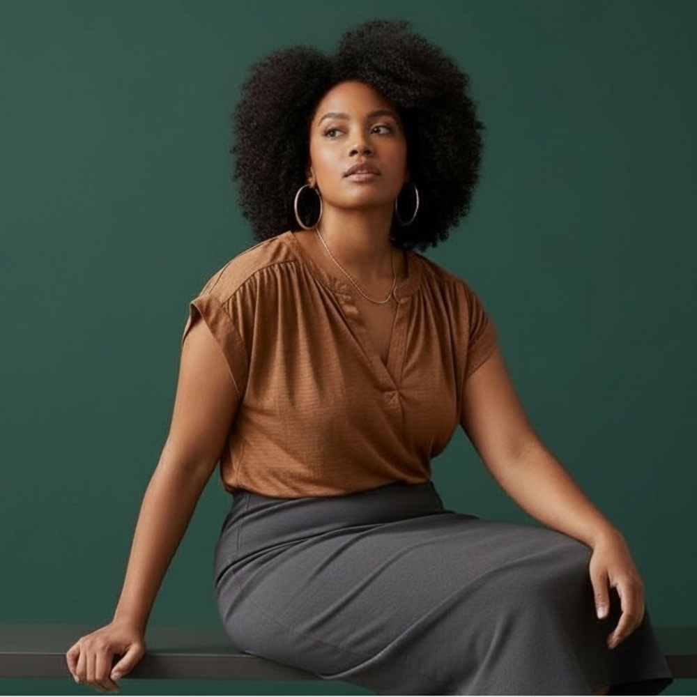 LOFT Cropped Mixed Media Top